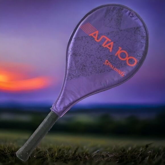 Spalding ASTA 100 Tennis Racquet 4.5 Grip Graphite Racket With Cover Purple Teal - Picture 1 of 16